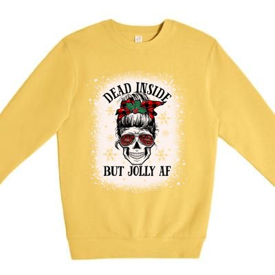 Christmas Messy Bun Skull Dead Inside But Jolly Af Great Gift Premium Crewneck Sweatshirt