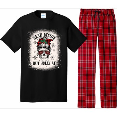 Christmas Messy Bun Skull Dead Inside But Jolly Af Great Gift Pajama Set