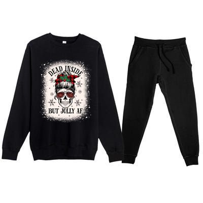 Christmas Messy Bun Skull Dead Inside But Jolly Af Great Gift Premium Crewneck Sweatsuit Set