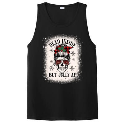 Christmas Messy Bun Skull Dead Inside But Jolly Af Great Gift PosiCharge Competitor Tank