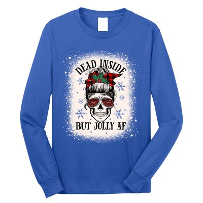 Christmas Messy Bun Skull Dead Inside But Jolly Af Great Gift Long Sleeve Shirt