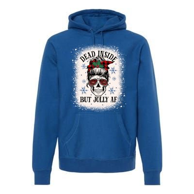 Christmas Messy Bun Skull Dead Inside But Jolly Af Great Gift Premium Hoodie