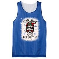 Christmas Messy Bun Skull Dead Inside But Jolly Af Great Gift Mesh Reversible Basketball Jersey Tank