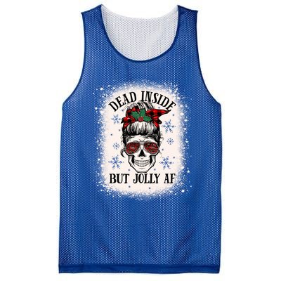 Christmas Messy Bun Skull Dead Inside But Jolly Af Great Gift Mesh Reversible Basketball Jersey Tank