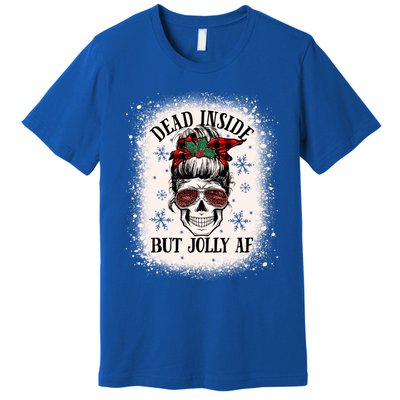 Christmas Messy Bun Skull Dead Inside But Jolly Af Great Gift Premium T-Shirt