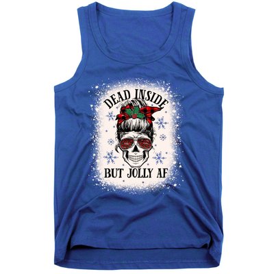 Christmas Messy Bun Skull Dead Inside But Jolly Af Great Gift Tank Top