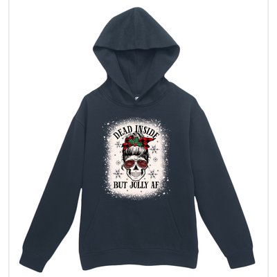 Christmas Messy Bun Skull Dead Inside But Jolly Af Great Gift Urban Pullover Hoodie