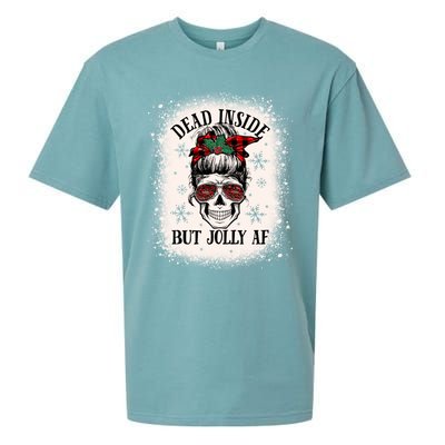 Christmas Messy Bun Skull Dead Inside But Jolly Af Great Gift Sueded Cloud Jersey T-Shirt