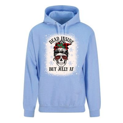 Christmas Messy Bun Skull Dead Inside But Jolly Af Great Gift Unisex Surf Hoodie