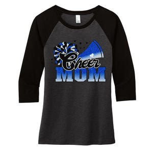 Cheer Mom Blue White Gift Women's Tri-Blend 3/4-Sleeve Raglan Shirt