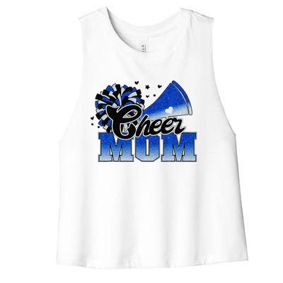 Cheer Mom Blue White Women's Racerback Cropped Tank