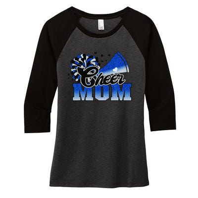 Cheer Mom Blue White Women's Tri-Blend 3/4-Sleeve Raglan Shirt