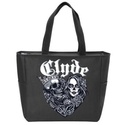 Couple Matching Bonnie & Clyde Chicano Style Heart Tattoo Outfit For Couples Zip Tote Bag