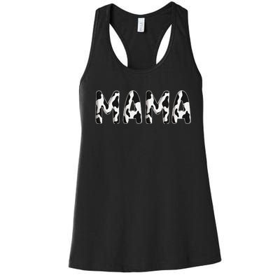 Cow Mama Birthday Family Matching Mothers Day Farm Women's Racerback Tank