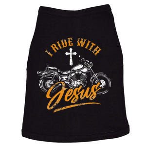 Christian Motorcycle Biker I Ride With Jesus Faith Doggie Tank