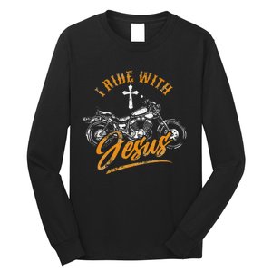 Christian Motorcycle Biker I Ride With Jesus Faith Long Sleeve Shirt