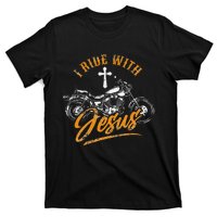 Christian Motorcycle Biker I Ride With Jesus Faith T-Shirt