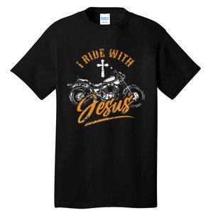 Christian Motorcycle Biker I Ride With Jesus Faith Tall T-Shirt