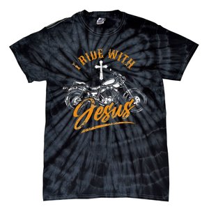 Christian Motorcycle Biker I Ride With Jesus Faith Tie-Dye T-Shirt