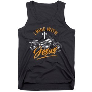 Christian Motorcycle Biker I Ride With Jesus Faith Tank Top