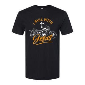 Christian Motorcycle Biker I Ride With Jesus Faith Softstyle CVC T-Shirt