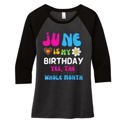 Celebrating My Birthdays Jun Is My Birthday Yes The Whole Women's Tri-Blend 3/4-Sleeve Raglan Shirt