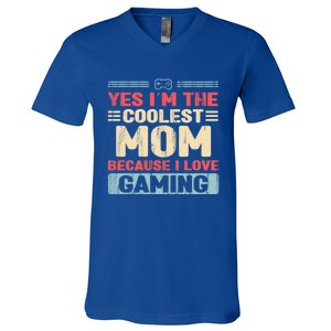 Coolest Mom Because Love Gaming Funny Design Gift V-Neck T-Shirt