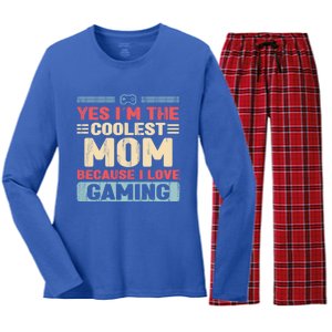 Coolest Mom Because Love Gaming Funny Design Gift Women's Long Sleeve Flannel Pajama Set 