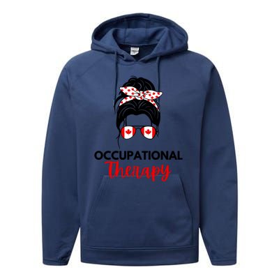 Canadian Messy Bun Occupational Therapy OT Therapist Assisstant Performance Fleece Hoodie