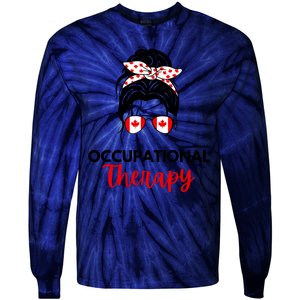 Canadian Messy Bun Occupational Therapy OT Therapist Assisstant Tie-Dye Long Sleeve Shirt