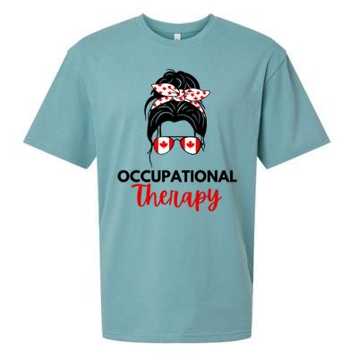 Canadian Messy Bun Occupational Therapy OT Therapist Assisstant Sueded Cloud Jersey T-Shirt