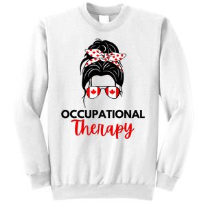 Canadian Messy Bun Occupational Therapy OT Therapist Assisstant Sweatshirt