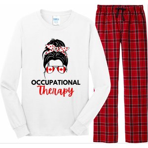 Canadian Messy Bun Occupational Therapy OT Therapist Assisstant Long Sleeve Pajama Set