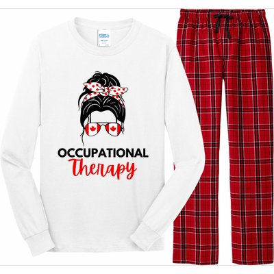 Canadian Messy Bun Occupational Therapy OT Therapist Assisstant Long Sleeve Pajama Set