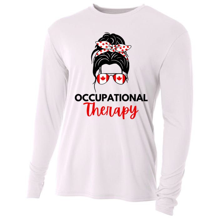 Canadian Messy Bun Occupational Therapy OT Therapist Assisstant Cooling Performance Long Sleeve Crew