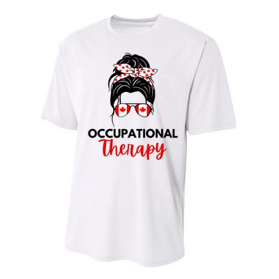 Canadian Messy Bun Occupational Therapy OT Therapist Assisstant Performance Sprint T-Shirt