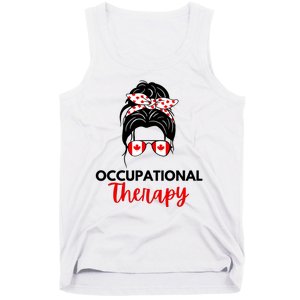 Canadian Messy Bun Occupational Therapy OT Therapist Assisstant Tank Top