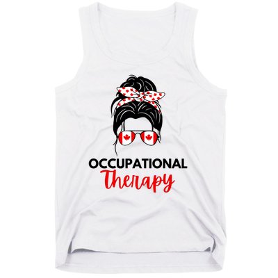 Canadian Messy Bun Occupational Therapy OT Therapist Assisstant Tank Top