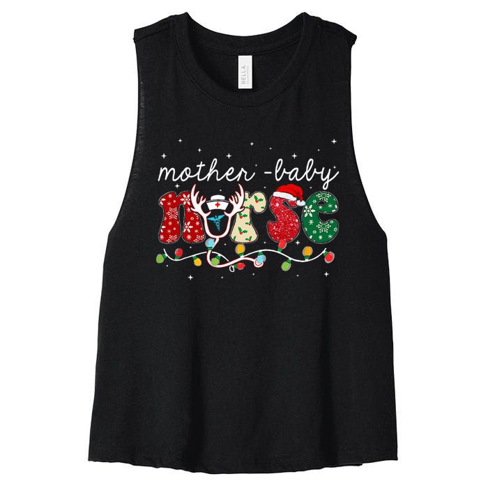 Christmas Mother Baby Nurses Wrap The Best Gifts Women's Racerback Cropped Tank