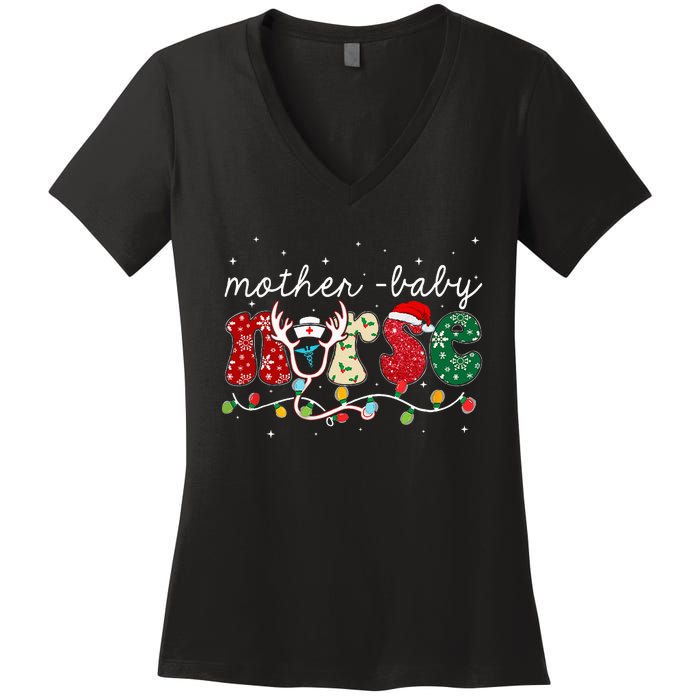 Christmas Mother Baby Nurses Wrap The Best Gifts Women's V-Neck T-Shirt