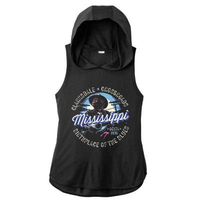 Clarksdale Mississippi Birthplace Of The Blues Ladies PosiCharge Tri-Blend Wicking Draft Hoodie Tank