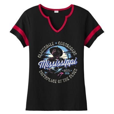 Clarksdale Mississippi Birthplace Of The Blues Ladies Halftime Notch Neck Tee