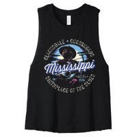 Clarksdale Mississippi Birthplace Of The Blues Women's Racerback Cropped Tank