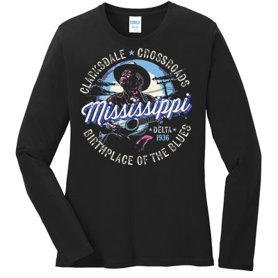 Clarksdale Mississippi Birthplace Of The Blues Ladies Long Sleeve Shirt