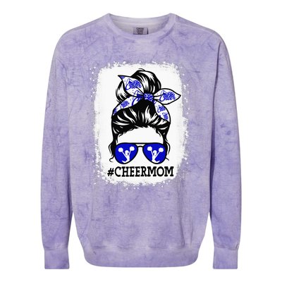 Cute Messy Bun Cheer Mom Leopard Mother's day Colorblast Crewneck Sweatshirt