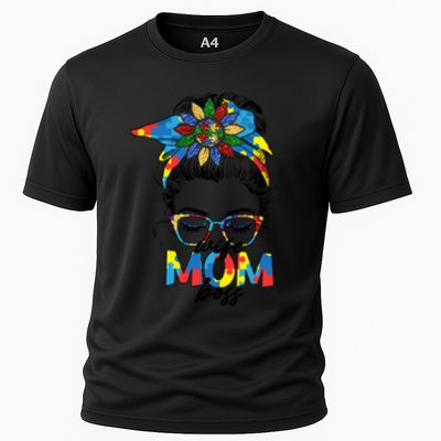 Classy Messy Bun Wife Mom Boss Autism Mom Mother's Day Gift Performance Shirt