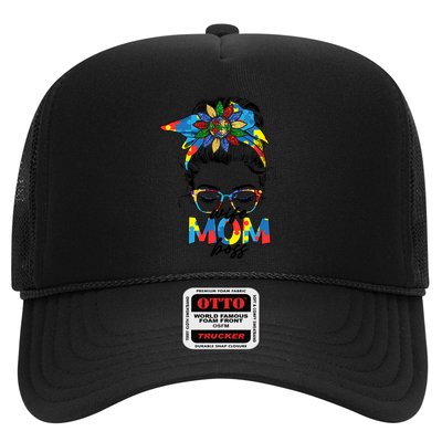 Classy Messy Bun Wife Mom Boss Autism Mom Mother's Day Gift Trucker Hat