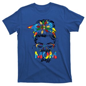 Classy Messy Bun Wife Mom Boss Autism Mom Mother's Day Gift T-Shirt