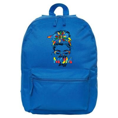 Classy Messy Bun Wife Mom Boss Autism Mom Mother's Day Gift 16 in Basic Backpack