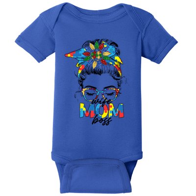 Classy Messy Bun Wife Mom Boss Autism Mom Mother's Day Gift Baby Bodysuit